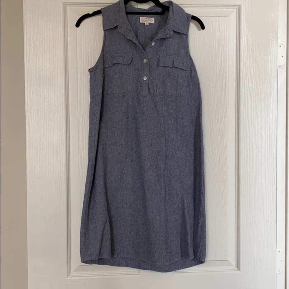 Chambray sleeveless dress by Mud Pie.